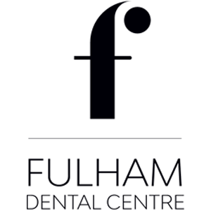 Fulham Dental Centre primary mark — an elegant lowercase f monogram with a circular dot, above FULHAM / DENTAL CENTRE in spaced light caps